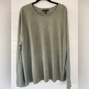 Banana Republic Sweater Mens Large green Taupe Silk Linen Sweatshirt Jumper